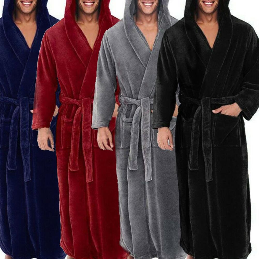Men's Luxury Long Hooded Bathrobe
