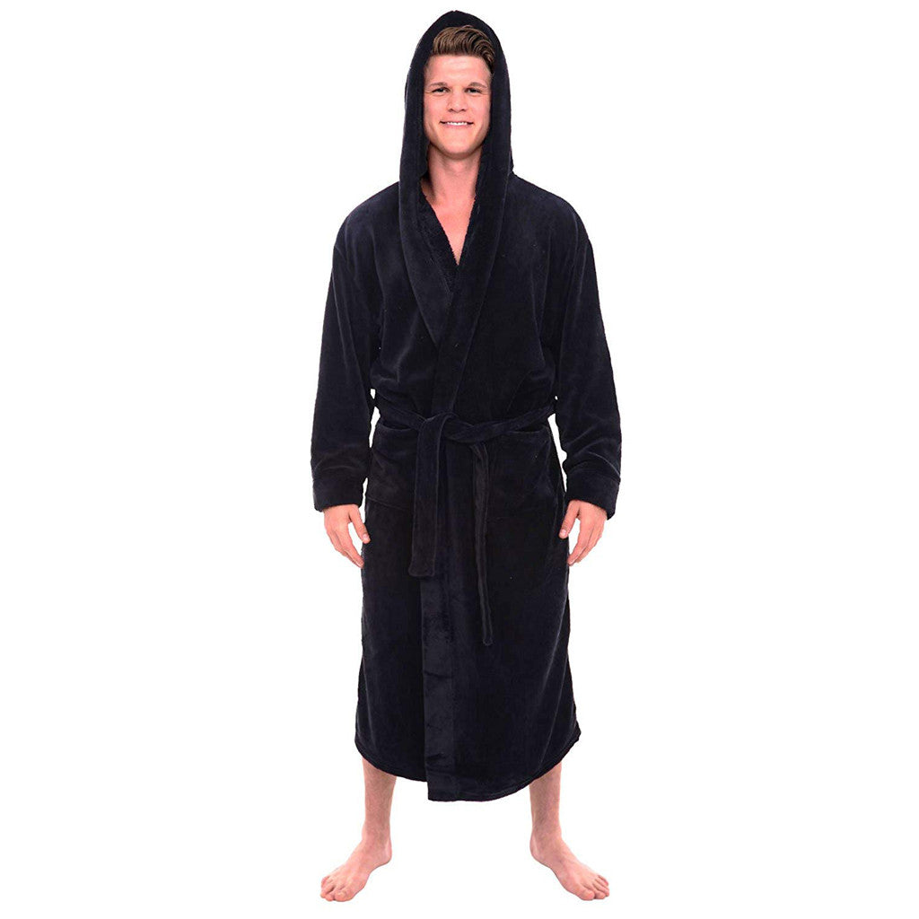 Men's Luxury Long Hooded Bathrobe