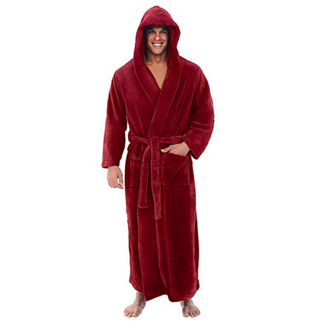 Men's Luxury Long Hooded Bathrobe