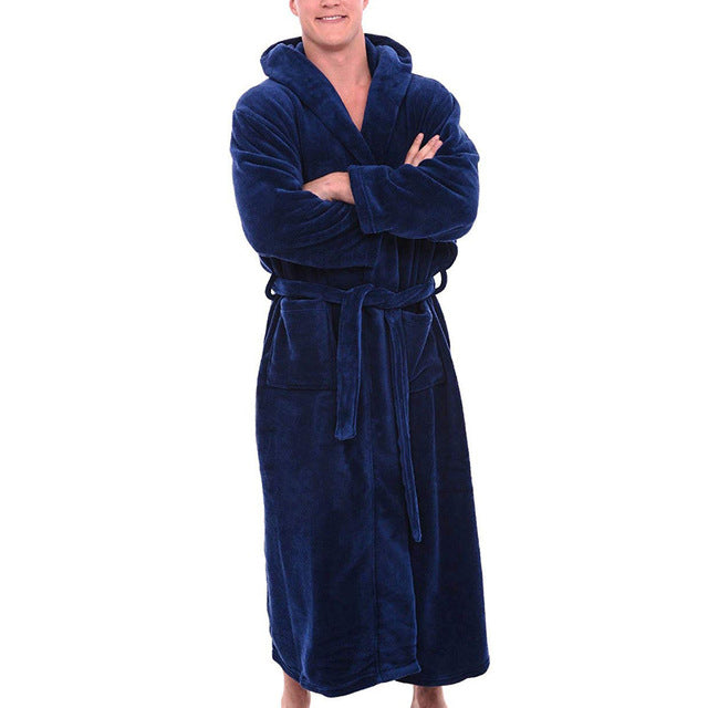 Men's Luxury Long Hooded Bathrobe