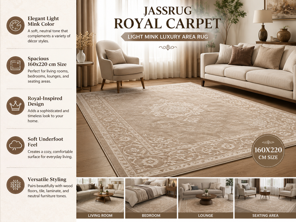 Jassrug Royal Carpet – Light Mink Luxury Area Rug